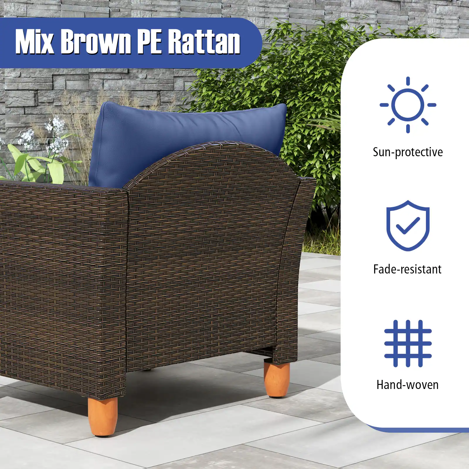 Mix Brown PE Rattan

- Sun-protective
- Fade-resistant
- Hand-woven