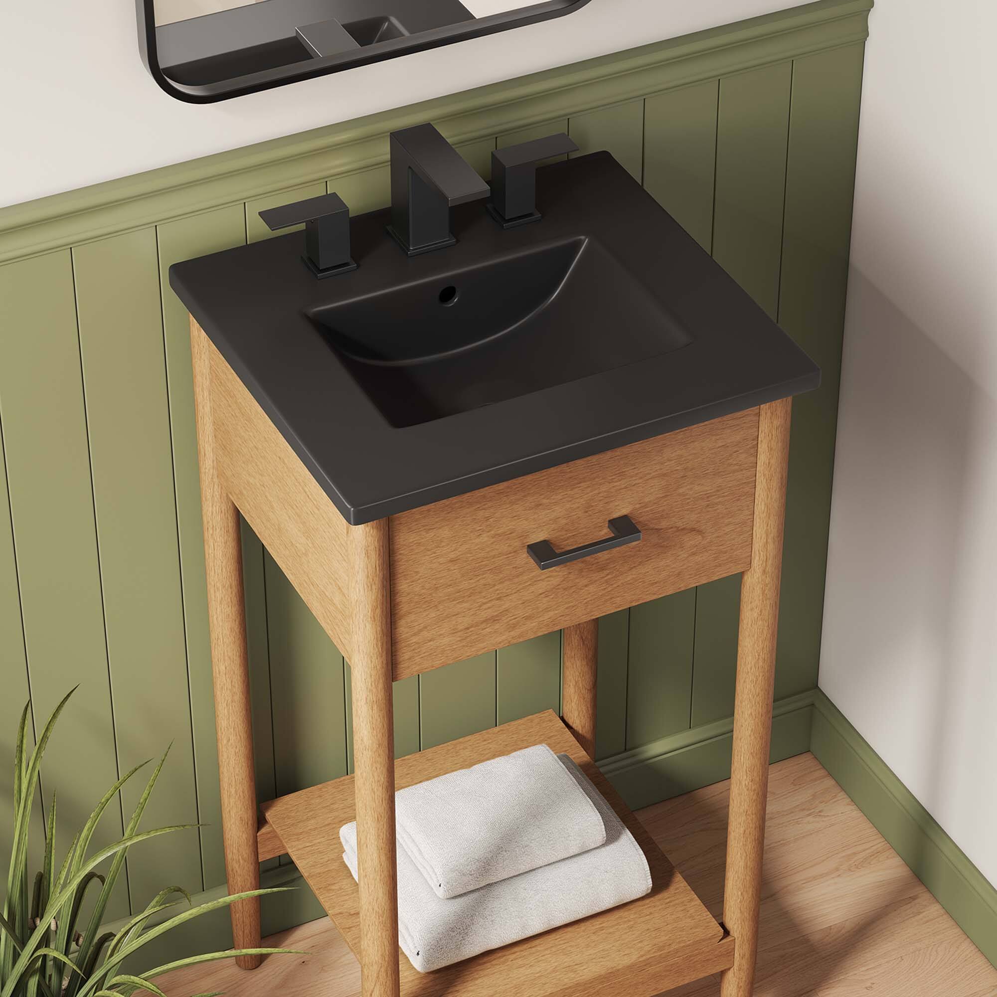Alt View 1. Modway - Zaire Bathroom Vanity Basin Included by Modway - Natural Black.