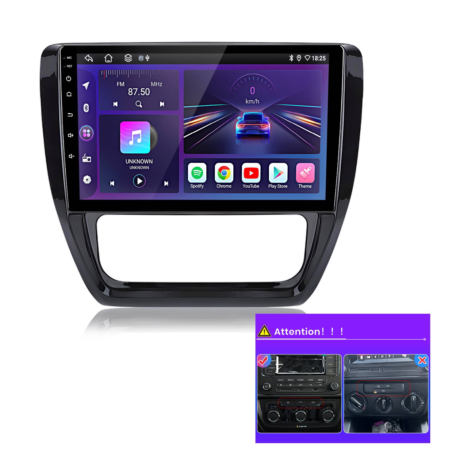 Junsun - For VW Jetta 6 2011-2018 10" 6+128GB 8 Core Android 15 carplay Car Stereo Radio RDS GPS Navi WIFI RDS SWC Blutooth - Black