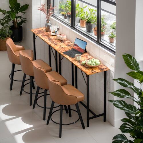 Alt View 5. Winado - 43"-71" Wooden Top Bar Long Counter Height Pub Table with Robust Metal Frame and Easy-Clean Surface Scratch for Bar - Brown-43"x39"x15".