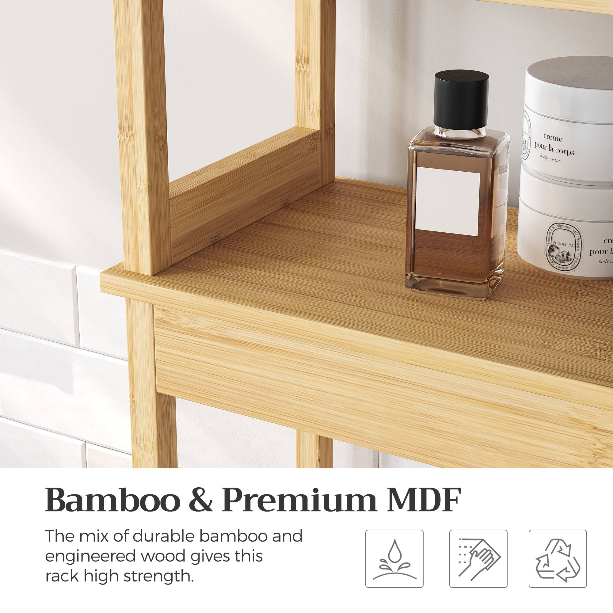 Bamboo & Premium MDF

The mix of durable bamboo and engineered wood gives this rack high strength.
