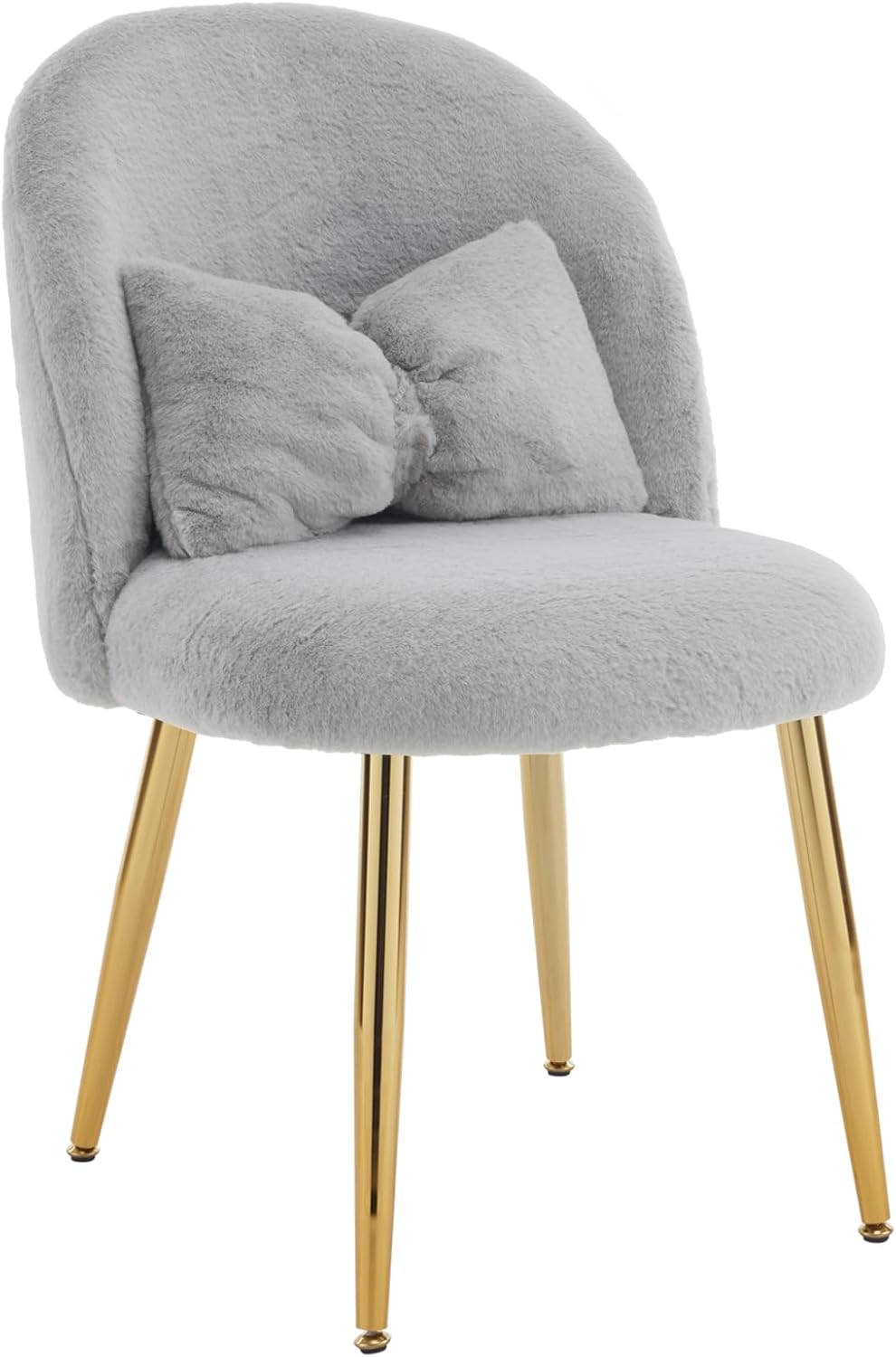 Alt View 8. Winado - Girls Vanity Chair with Back & Pillow No Wheels Cute Small Cozy Comfy Makeup Chair with Ajustable Gold Legs for Bedroom - Grey-plush.