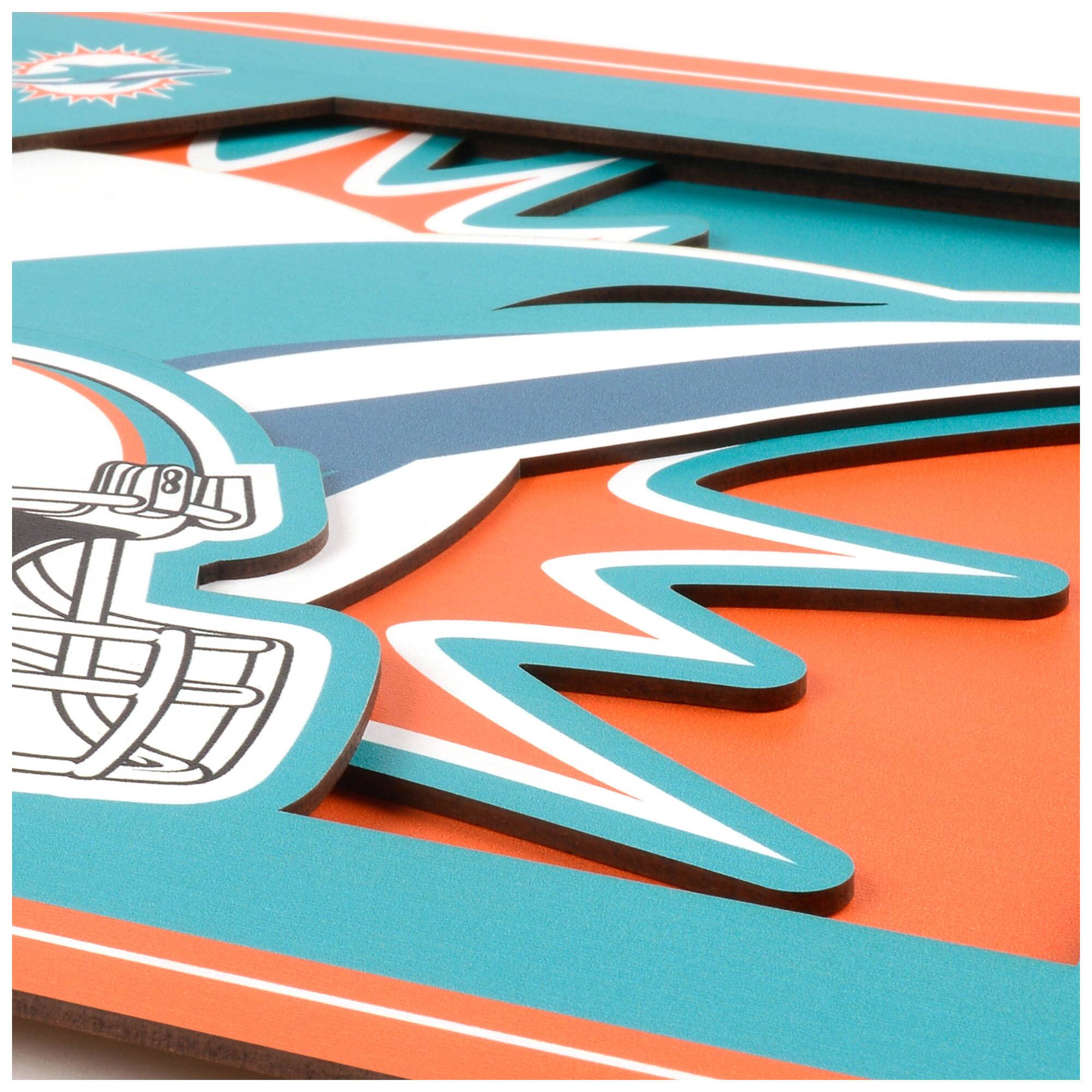 Alt View 1. YouTheFan - Miami Dolphins 12'' x 12'' 3D Logo Wall Art - Multicolor.