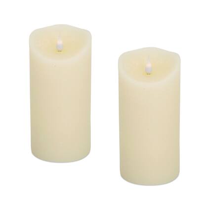 Front. BreeBe - Simplux LED Designer Melted Wax Candle with Remote (Set of 2) - Beige.