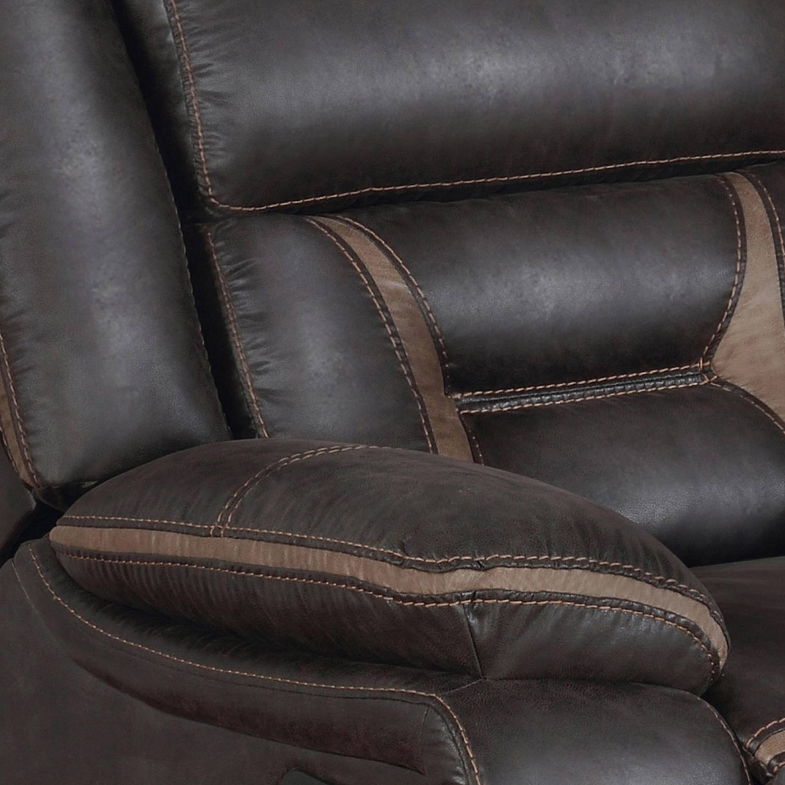 Angle. Manhattan Lane - Jake 41 Inch Gliding Manual Recliner, Pillowtop,   Faux Leather - Brown.