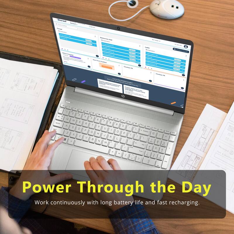 Power Through the Day  
Work continuously with long battery life and fast recharging.