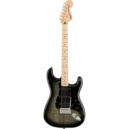 Front. Squier - Squier Affinity Stratocaster FMT HSS Black Burst.