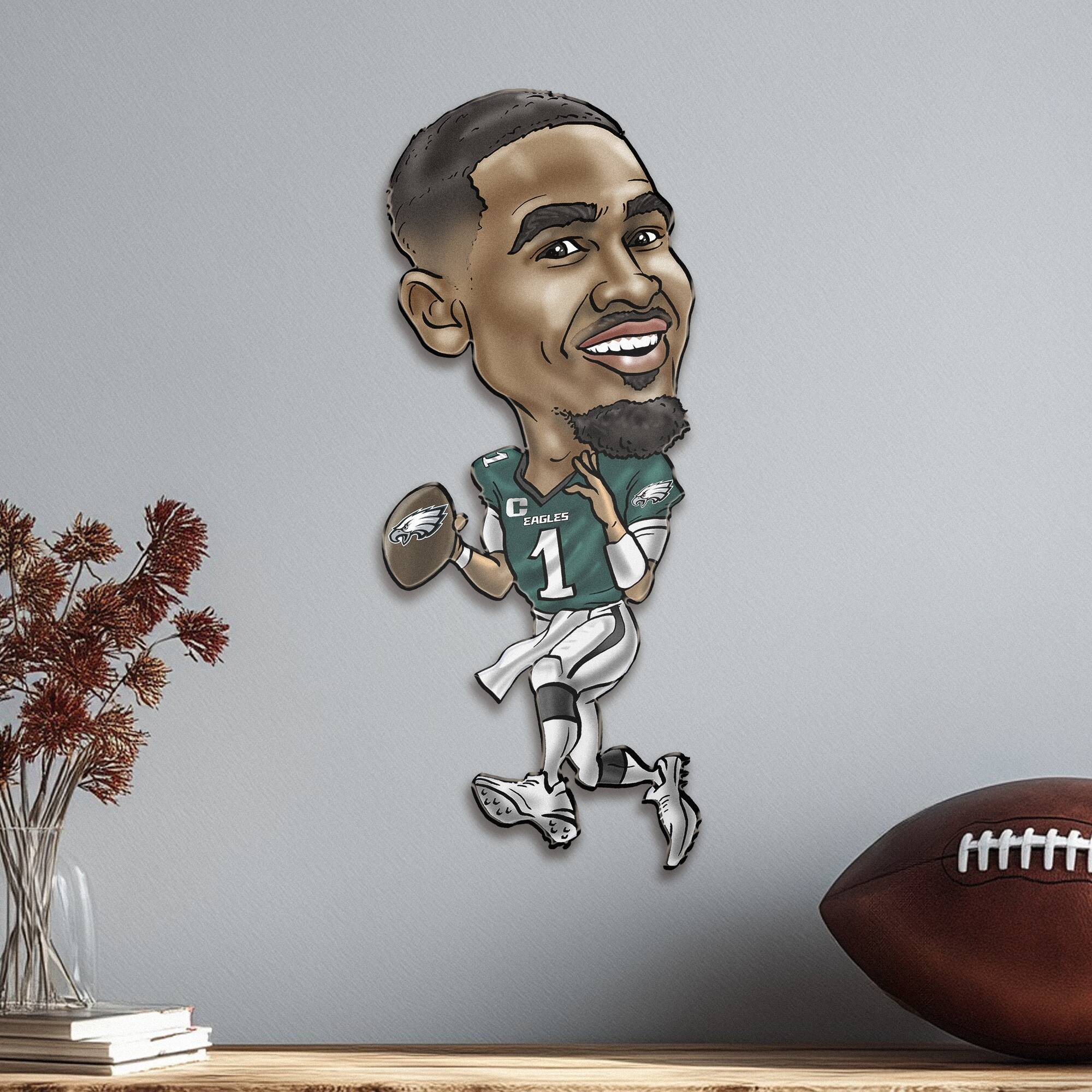 Alt View 1. Sporticulture - Jalen Hurts Philadelphia Eagles Metal Caricature Wall Art - Green.