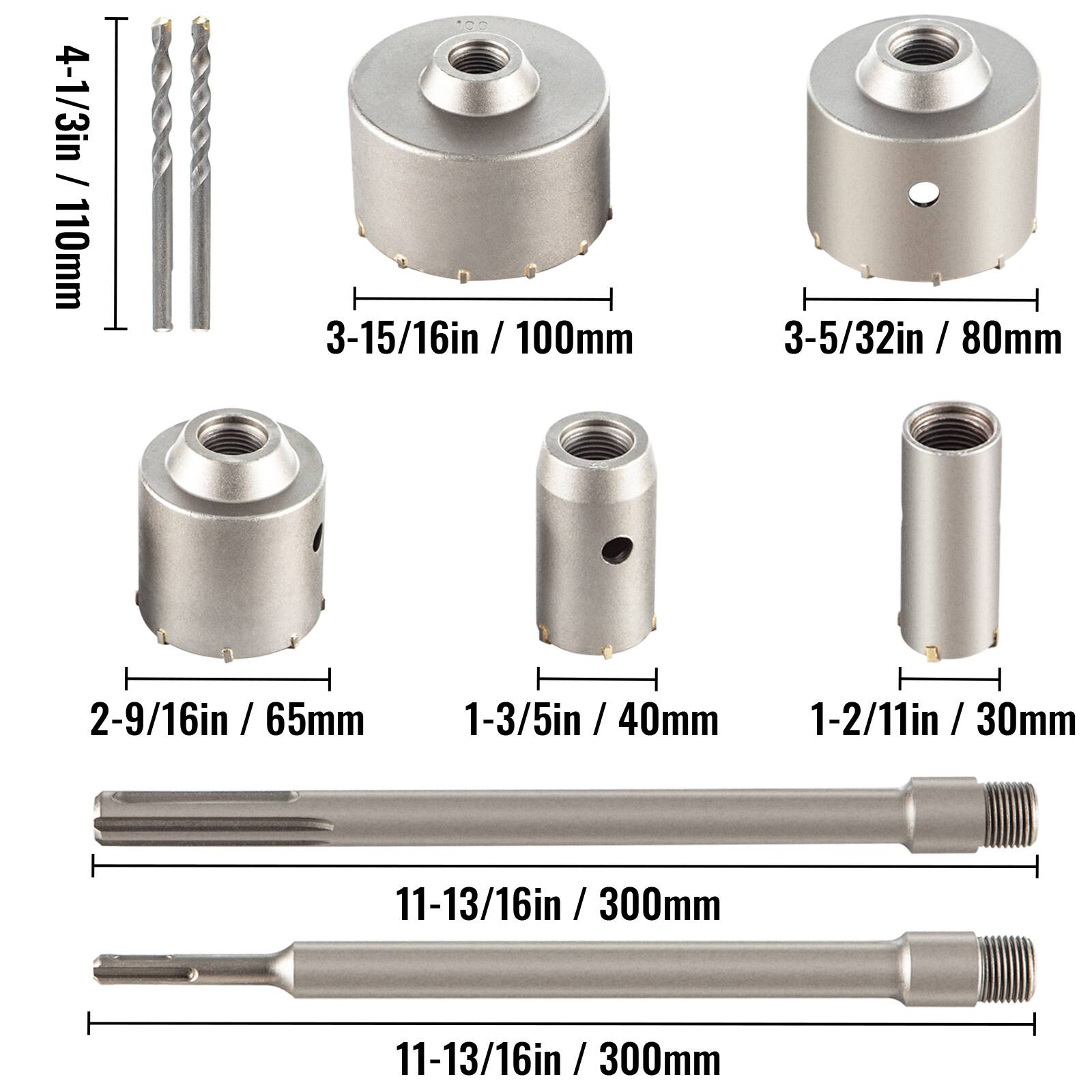 4-1/3in / 110mm  
3-15/16in / 100mm  
3-5/32in / 80mm  
2-9/16in / 65mm  
1-3/5in / 40mm  
1-2/11in / 30mm  
11-13/16in / 300mm  
11-13/16in / 300mm