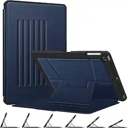 Fintie - Shockproof Case for iPad 6th / 5th Generation 9.7", iPad Air 2 & Air 1 Multiple Viewing Angles Soft TPU Back Cover - Navy