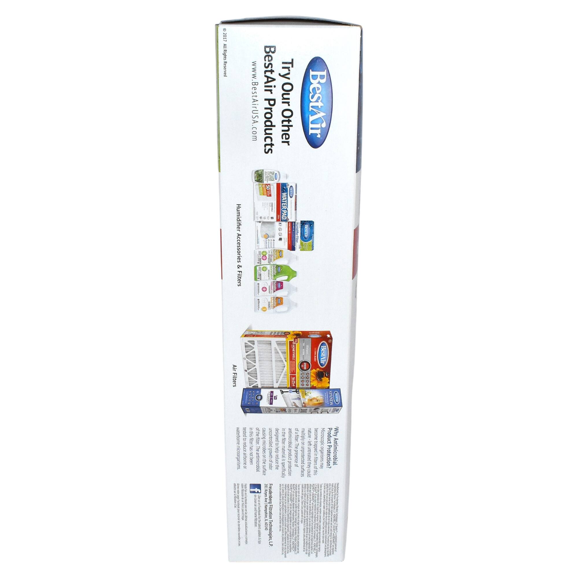 + 2017 BestAir Humidifier Accessories & Filters  
www.BestAirUSA.com  
Try Our Other Products  

WATERPAD  
BestAir  

Humidifier Accessories & Filters  

Air Filters  

Product Features:  
- Antimicrobial Protection  

Try Our Other Products  
www.BestAirUSA.com  

BestAir  
eBay Store: BestAirUSA