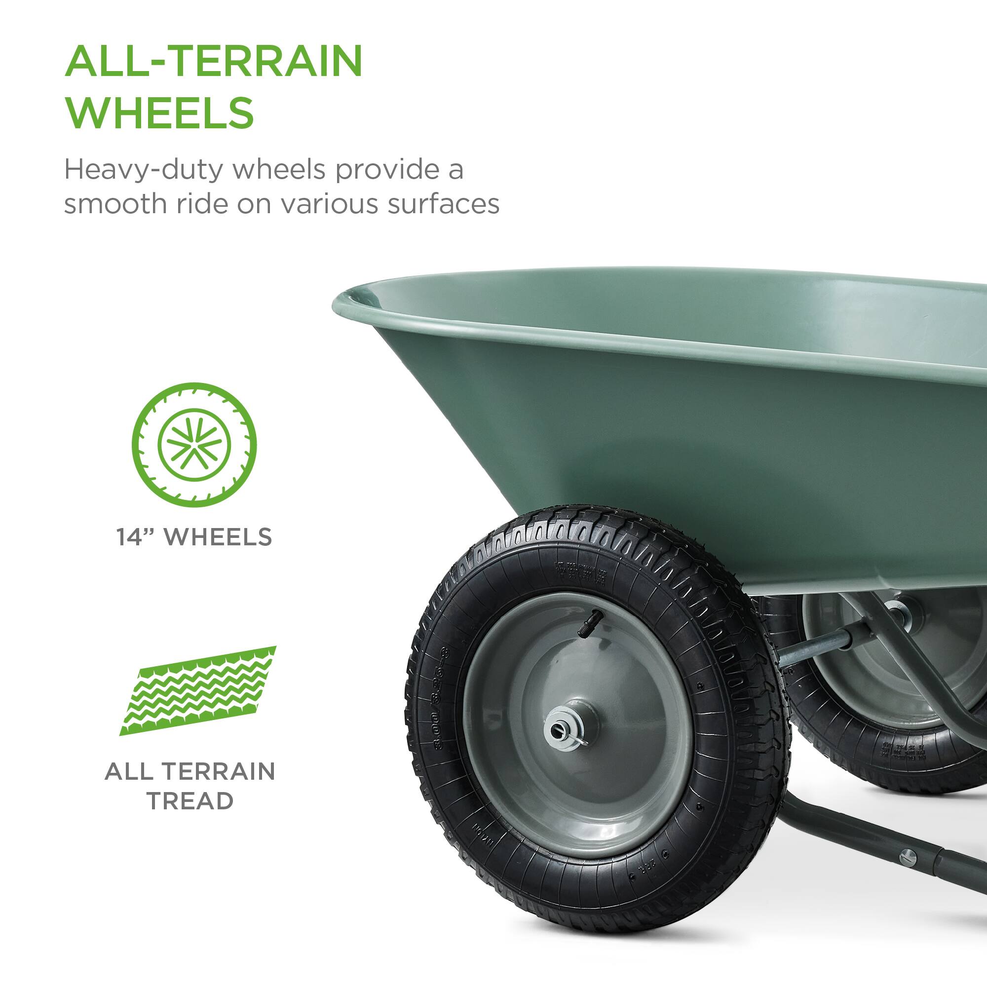 ALL-TERRAIN WHEELS

Heavy-duty wheels provide a smooth ride on various surfaces

14" WHEELS

ALL TERRAIN TREAD