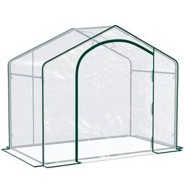 Outsunny - 6' x 3' x 5' Portable Walk-in Greenhouse, Steel Frame Garden Hot House with Zipper Door and Top Vent for Saplings