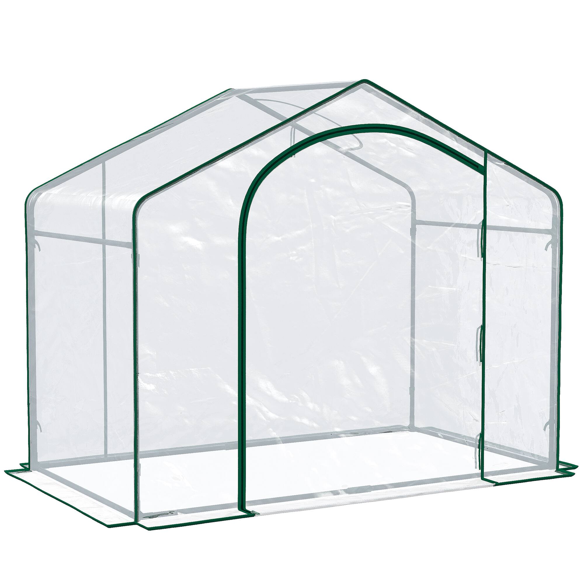 Outsunny - 6' x 3' x 5' Portable Walk-in Greenhouse, Steel Frame Garden Hot House with Zipper Door and Top Vent for Saplings
