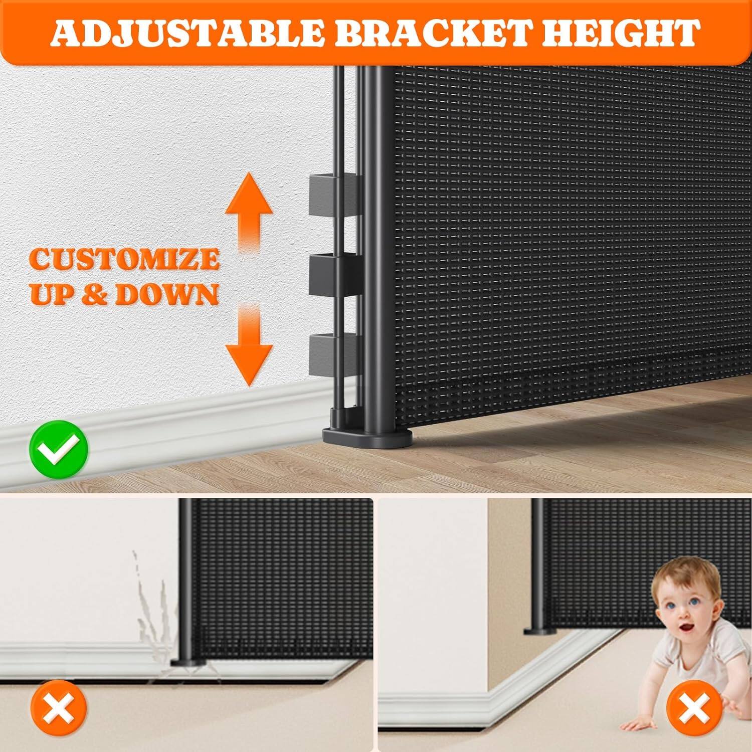 ADJUSTABLE BRACKET HEIGHT CUSTOMIZE UP & DOWN