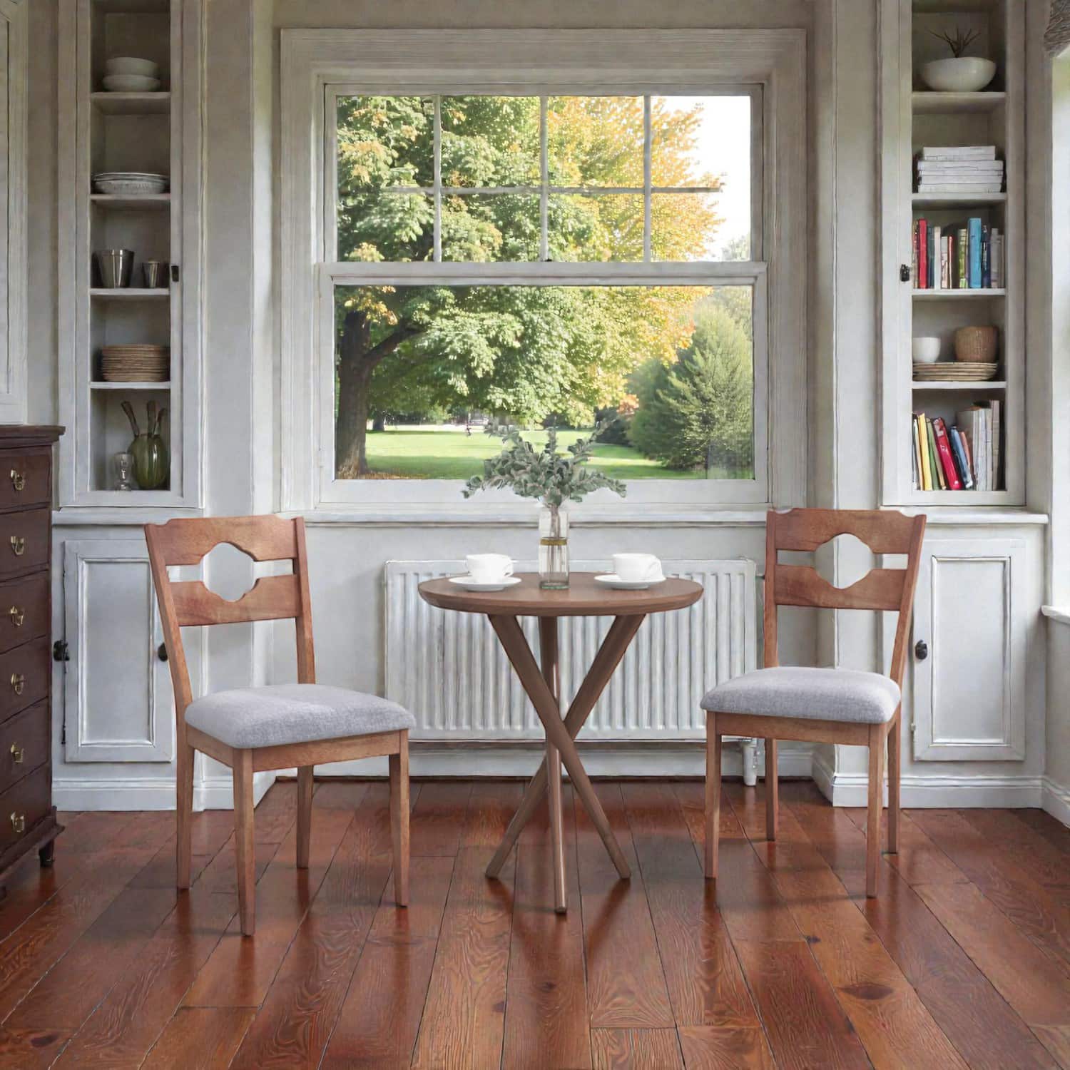 Hivvago - Upholstered Dining Chairs for 2 with Comfortable High Back Design - Brown, Grey