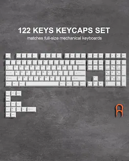 Womier - Double Shot PBT Keycaps Set,124 Keys Cherry Profile Key caps for MX Switch Mechanical Keyboards - White-124 Keys