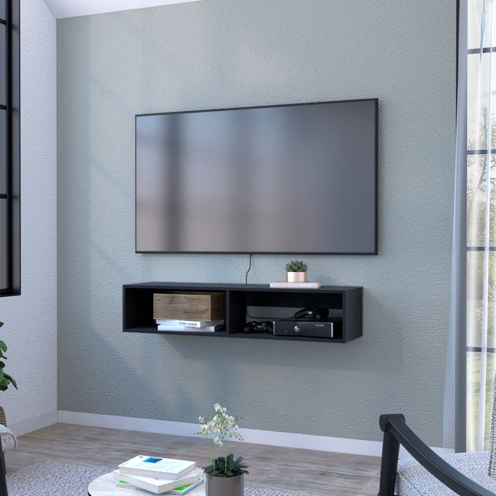 Back. APRILSOUL - Floating Tv Stand Shelley Living Room Black - Black.