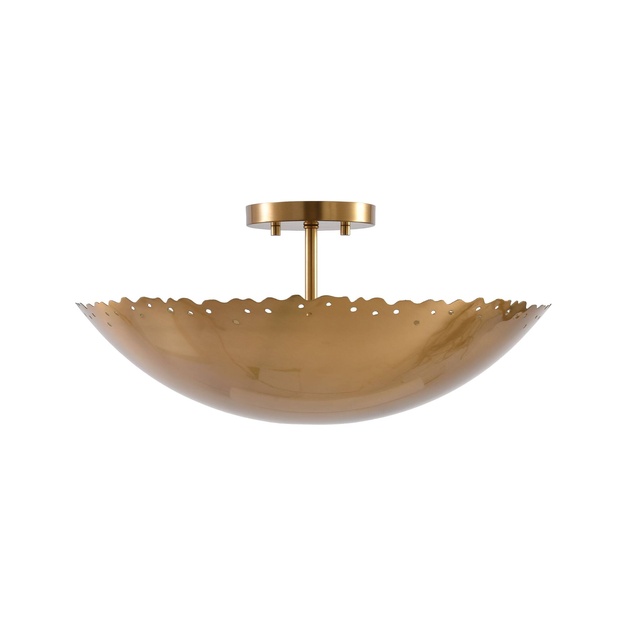 Alt View 5. Parrot Uncle - Antique Gold 3-Light Semi Flush Mount Ceiling Light - Brass.