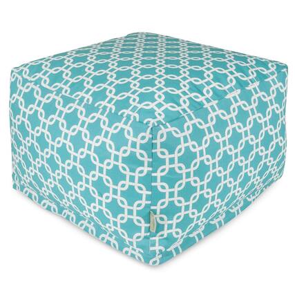 Front. Majestic Home - Ottoman Pouf Links Teal - Blue.