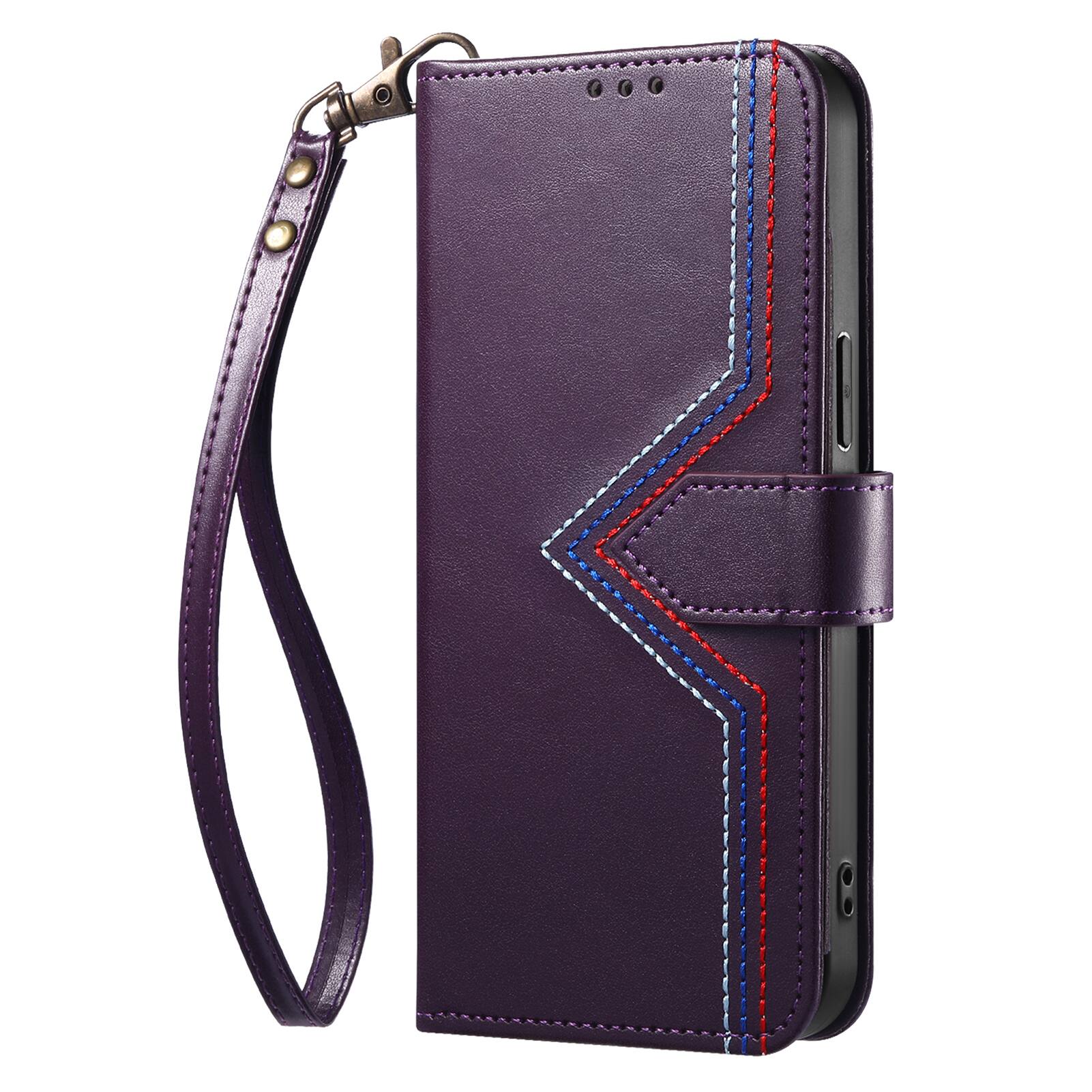 Alt View 4. Dteck - Wallet Phone Case for Google Pixel 11 Pro XL with Wrist Strap, Slim Shockproof Leather Kickstand Folio Protective Cover - Purple.
