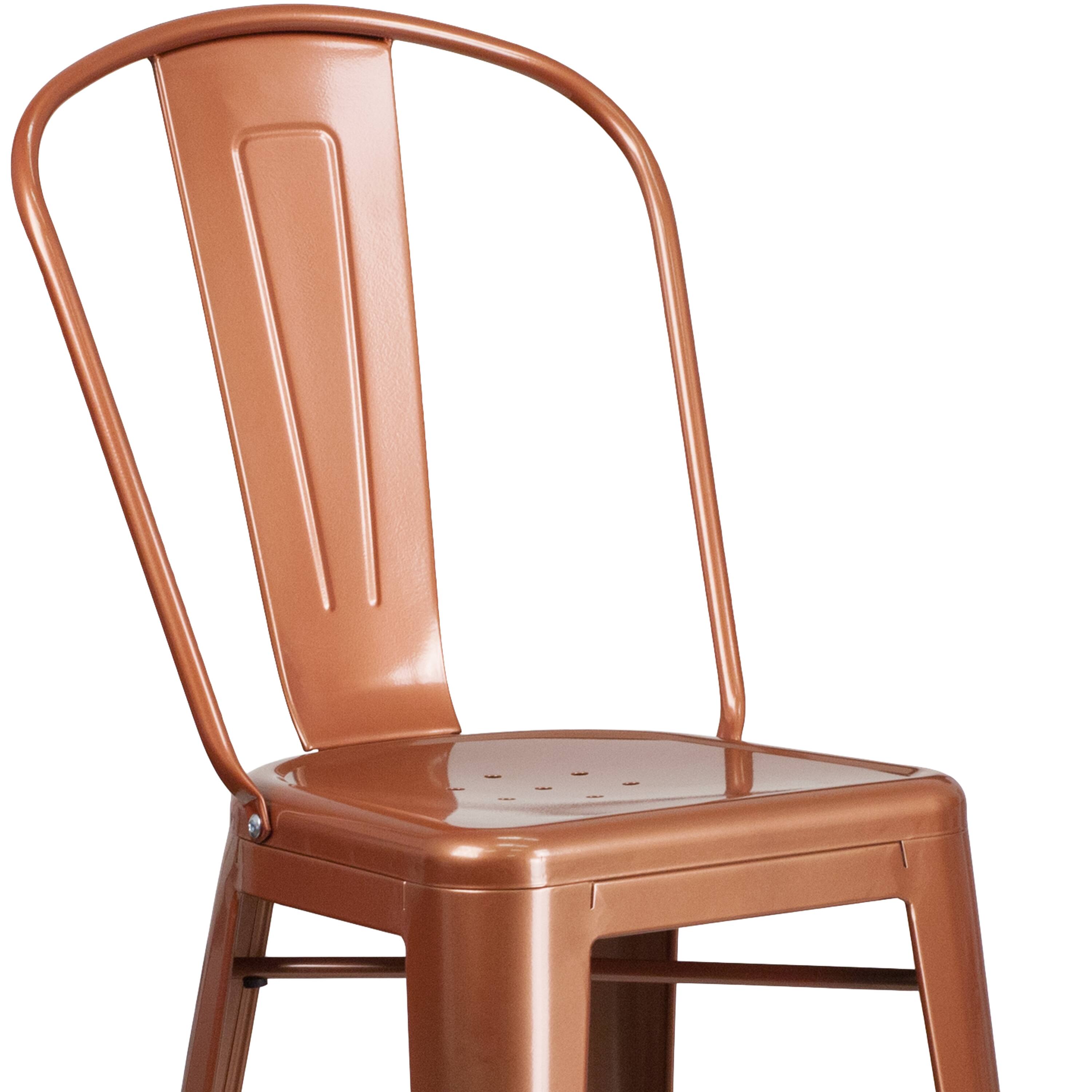Alt View 9. Emma + Oliver - Commercial Grade 30"H Metal Indoor-Outdoor Barstool with Drain Holes and Back - Copper.