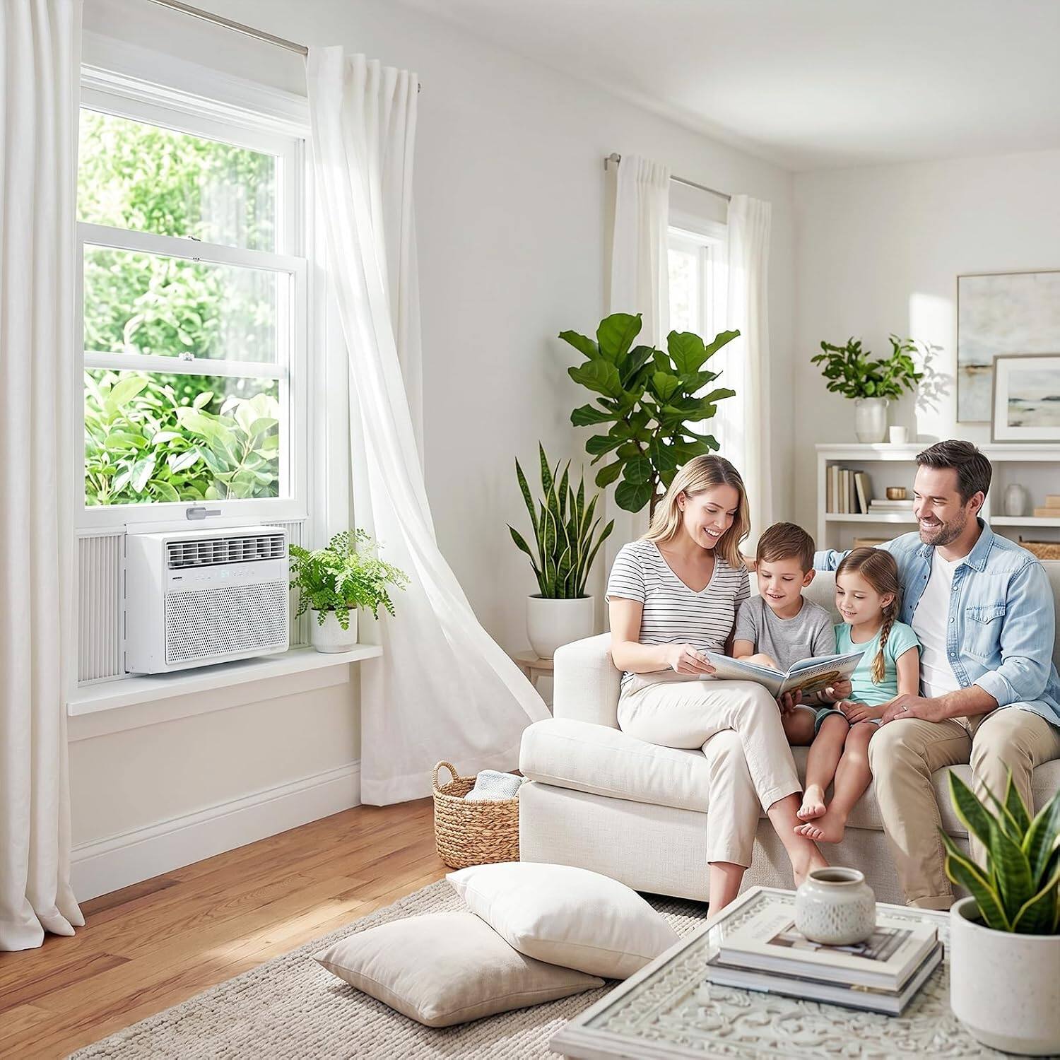 Alt View 9. Winado - 8000 BTU Window Air Conditioner and Heater, 4-in-1 AC Unit Cool, Heat, ECO, Fan, Timer w/Wifi APP & Remote Control 115V - White.