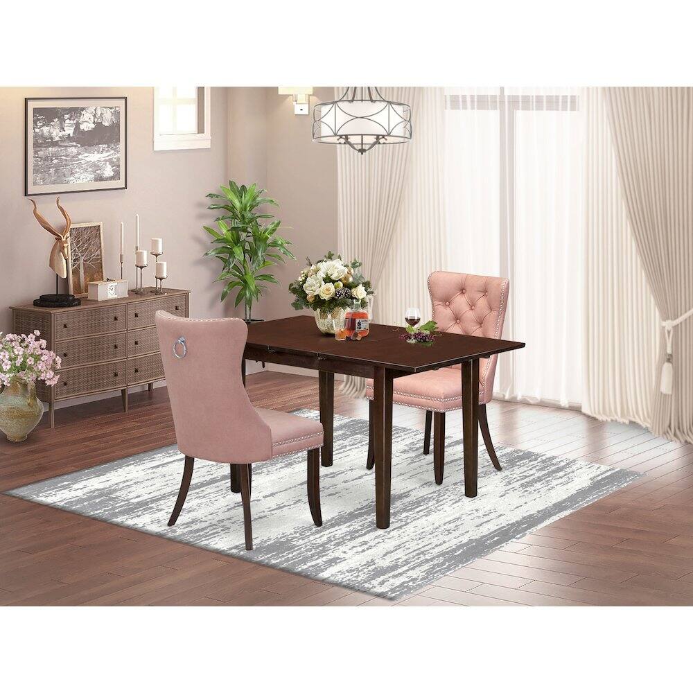 Alt View 9. East West Furniture - 3 Piece Dining Set Consists of a Rectangle Kitchen Table with Butterfly Leaf - Red.