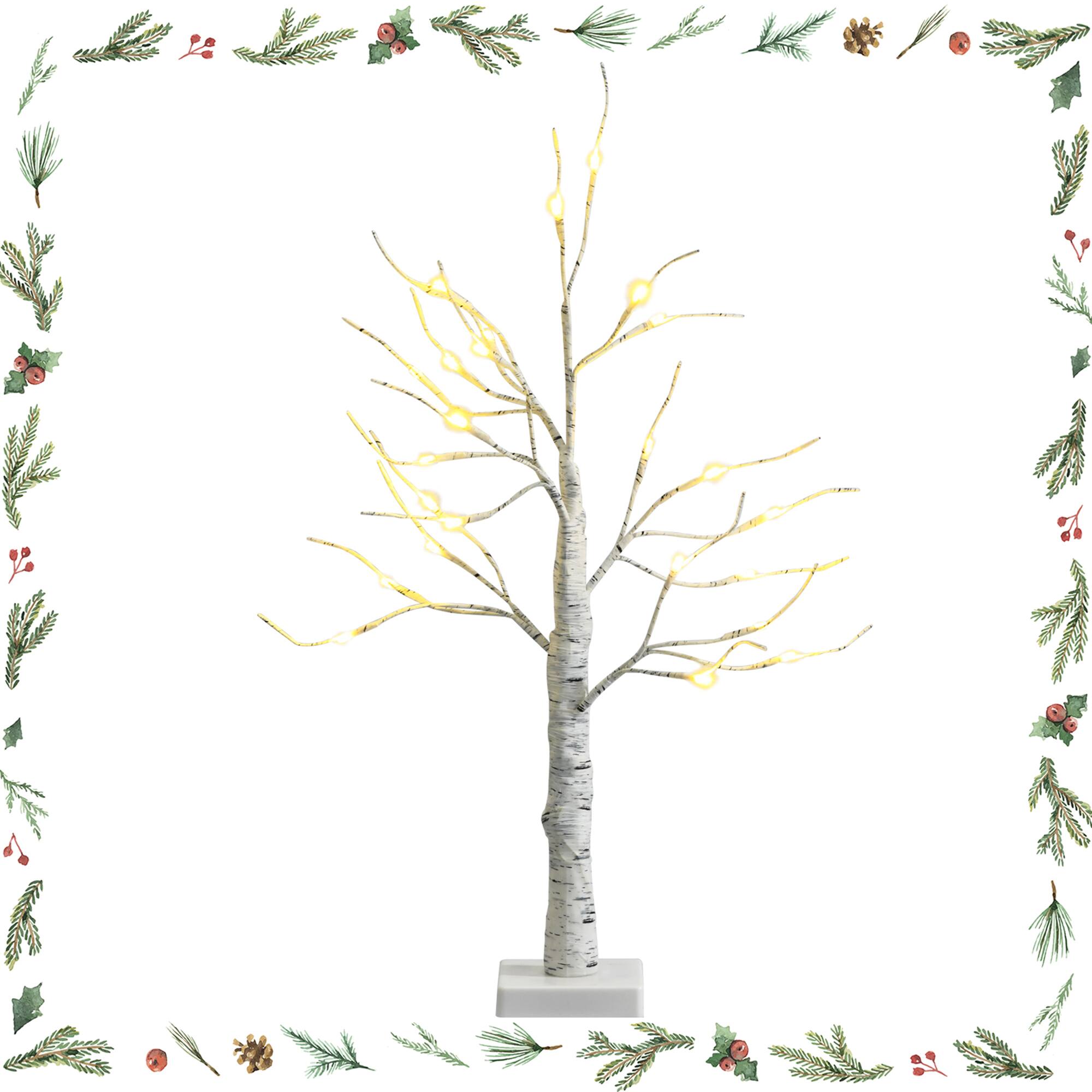 Alt View 8. Gymax - Gymax 2 FT Pre-lit White Birch Tree Artificial Twig Birch Tree Christmas Decoration - White.