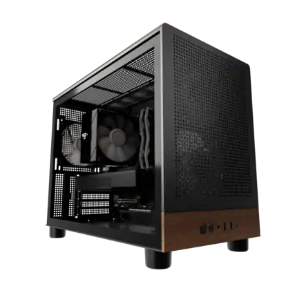 Front. Andromeda Insights - AI Workstation Gaming PC | AMD Radeon Pro R9700 32GB | Ryzen 5 9600X (5.4 GHz Turbo) | 32GB DDR5 | 1TB Gen4 SSD - Black.