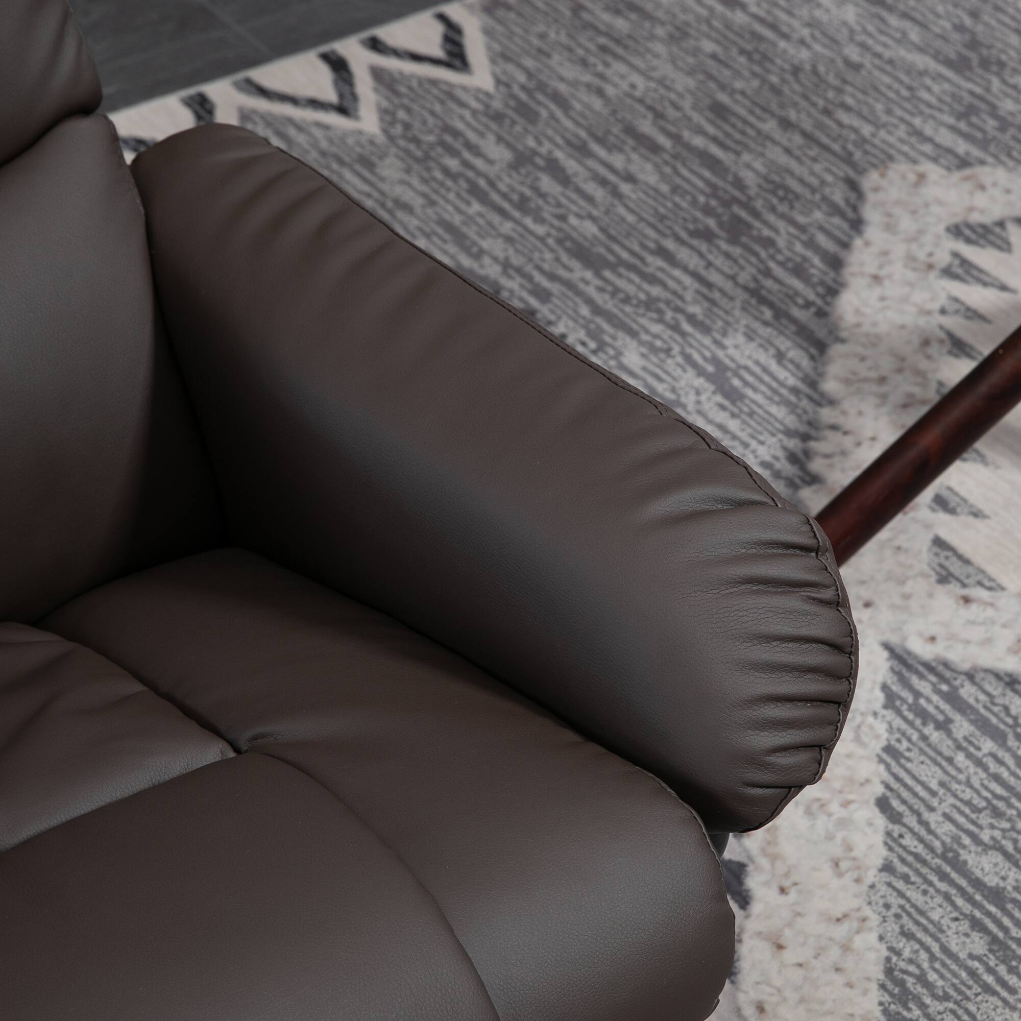Alt View 5. Homcom - Massage Recliner Chair with Ottoman, Swivel Recliner and Footrest, Faux Leather Reclining Chair with Remote Control - Brown.