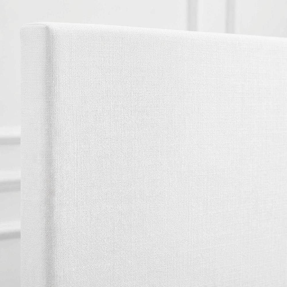 Back. FurniFact - Upholstered Linen Fabric King and California King Headboard with Padded Design - White.