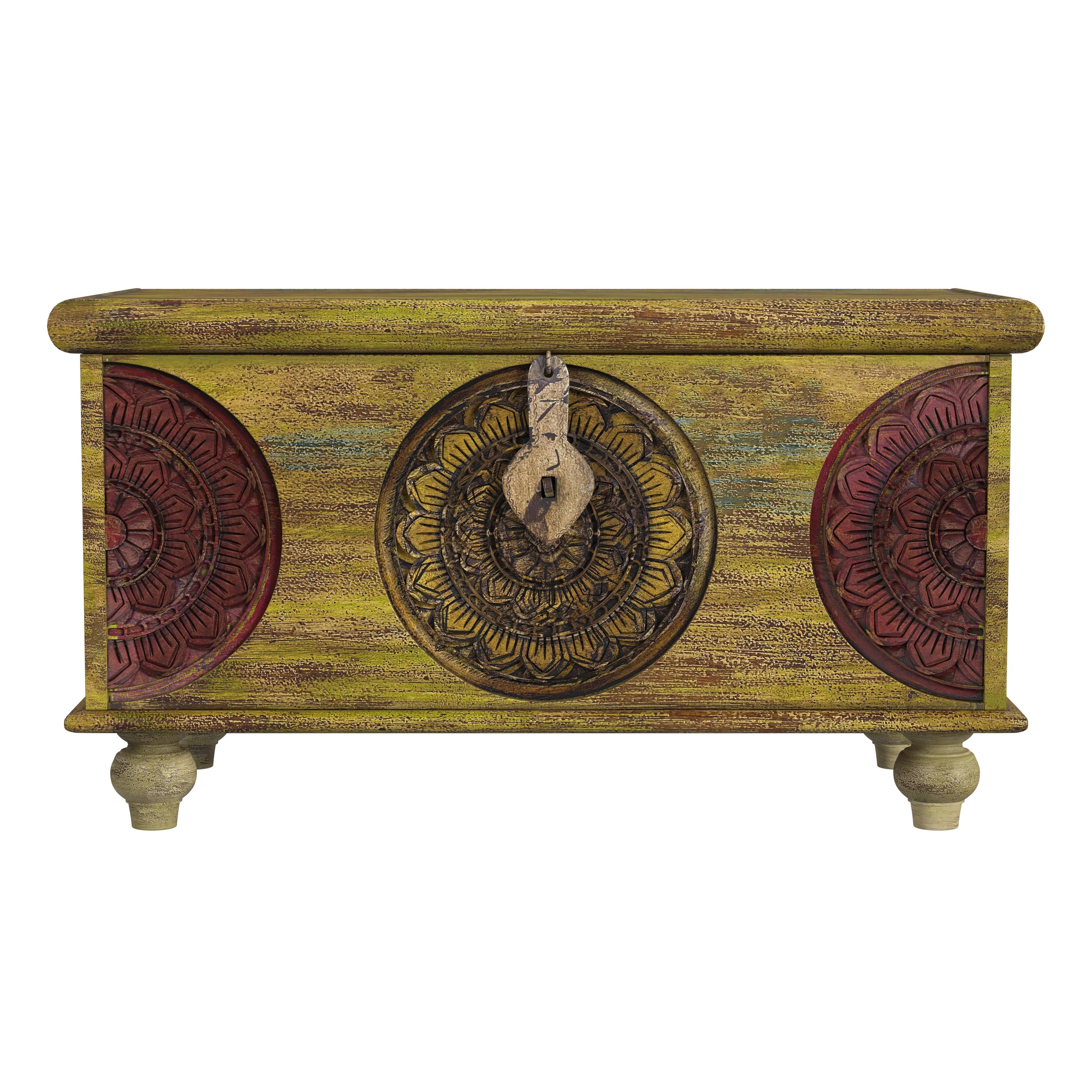 Alt View 1. Butler Specialty - Mesa 33 in. W Rectangular Carved Wood Trunk Coffee Table with Storage - Assorted.
