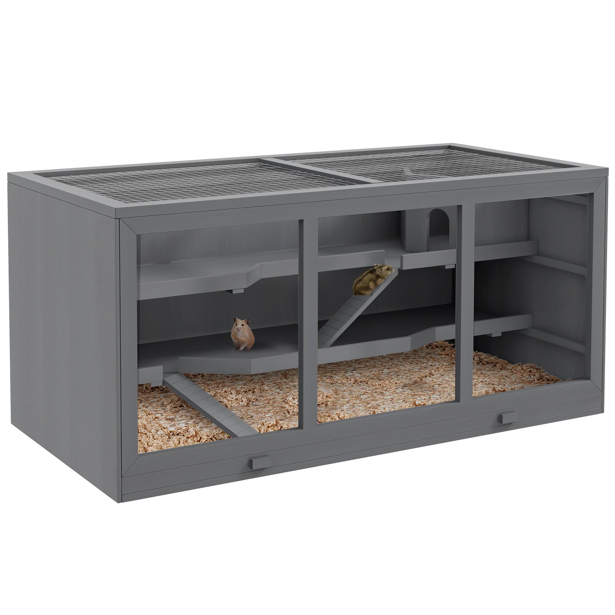 "Pawhut - 45"" Extra Large Wooden Hamster Cage, 3-Layer Chewproof Rat Cage with Opening Roof, Hut, Ramps" price history on PriceWatchPro