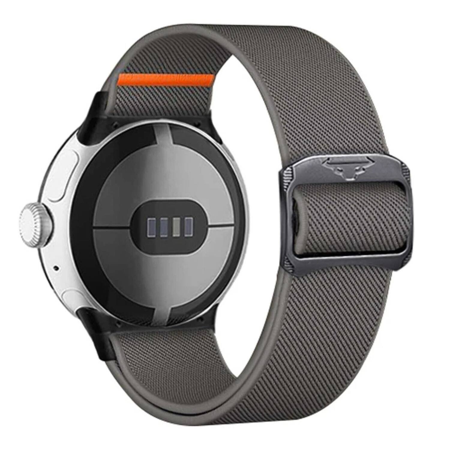Angle. Stock Preferred - Stretchy Solo Loop Band for Google Pixel Watch 3/2/1 (41mm) - Grey - Grey.
