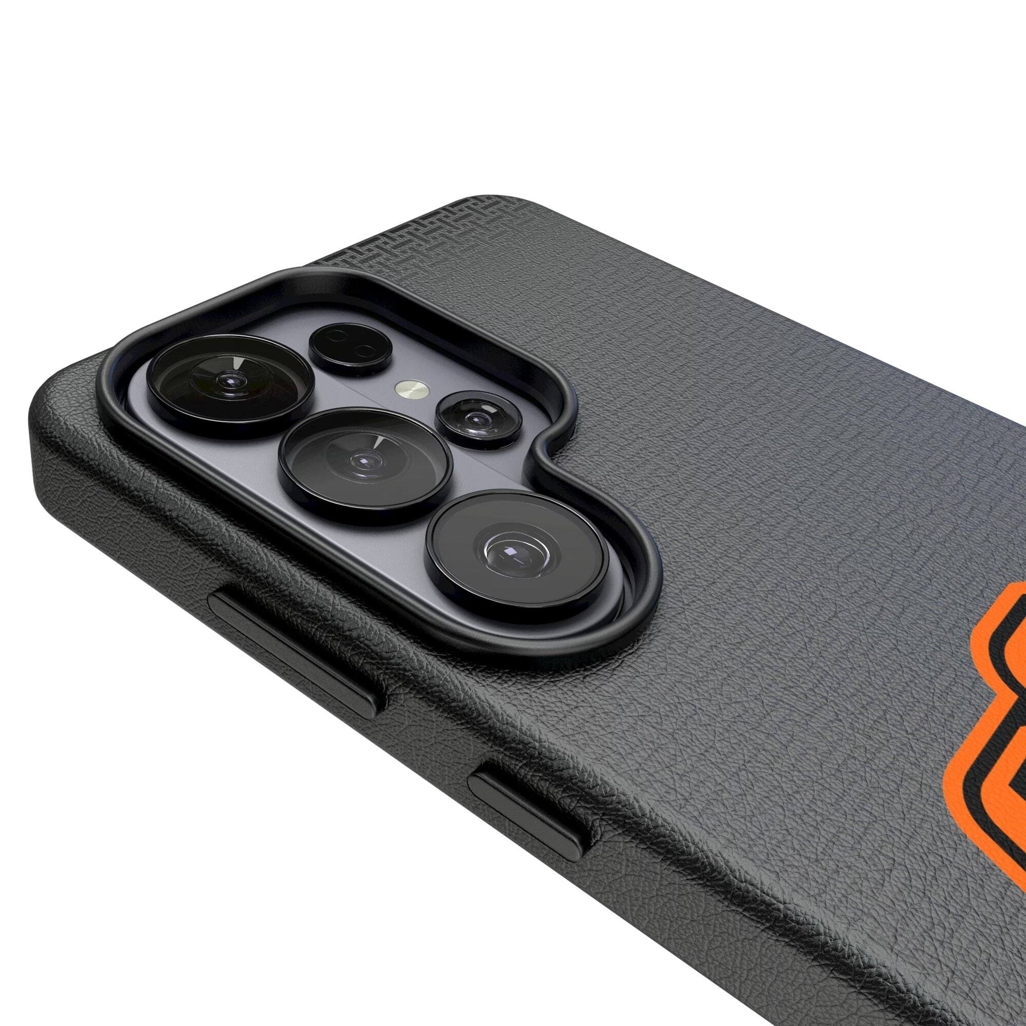 Alt View 2. Keyscaper - Oklahoma State Cowboys Linen Galaxy Magnetic Bump Case - S25 Ultra - Black.
