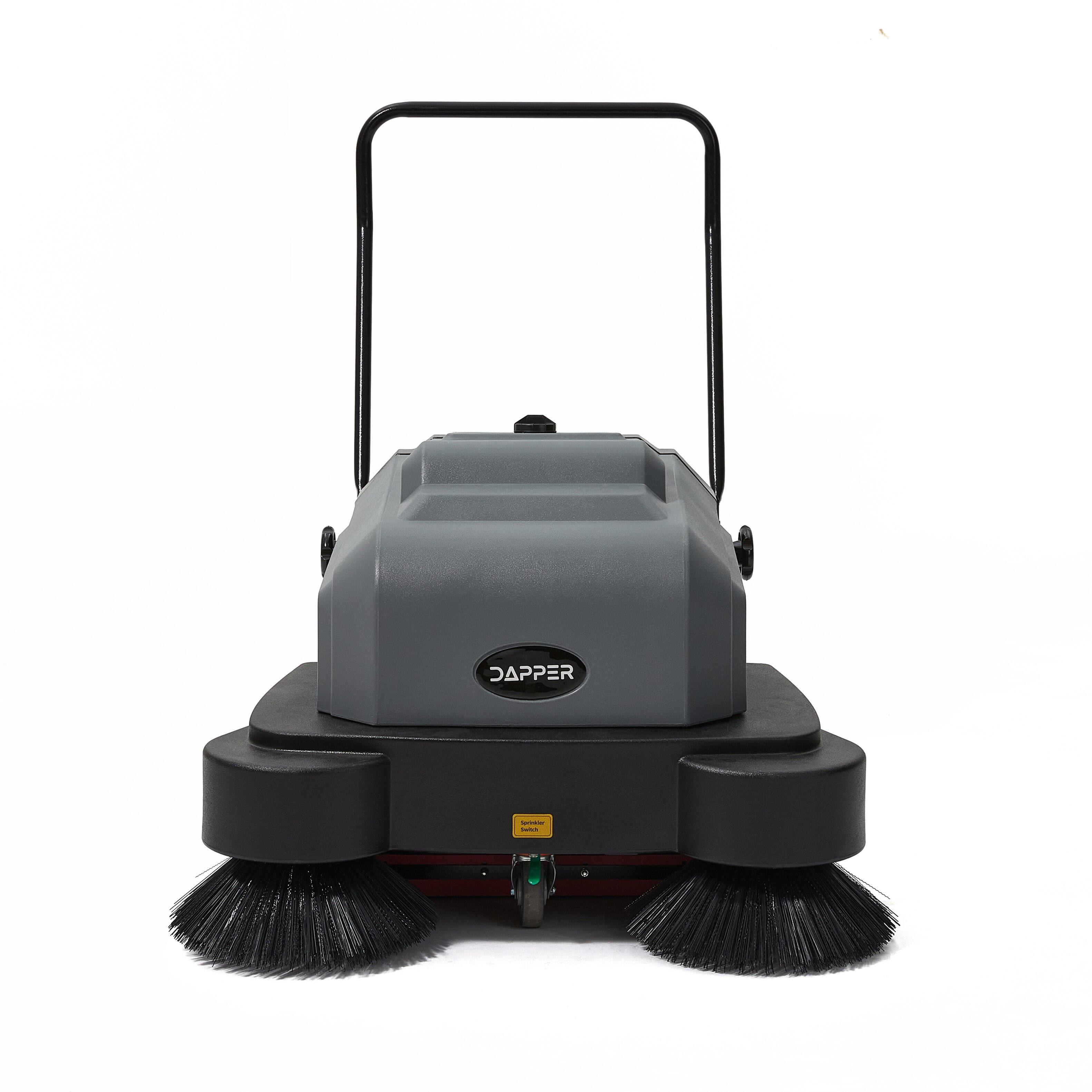 Angle. Dapper Supply - Commercial Walk Behind Battery Floor Sweeper 40in 9 Gal Hopper 26000 Sq Ft/hr 4hr Runtime - Black.