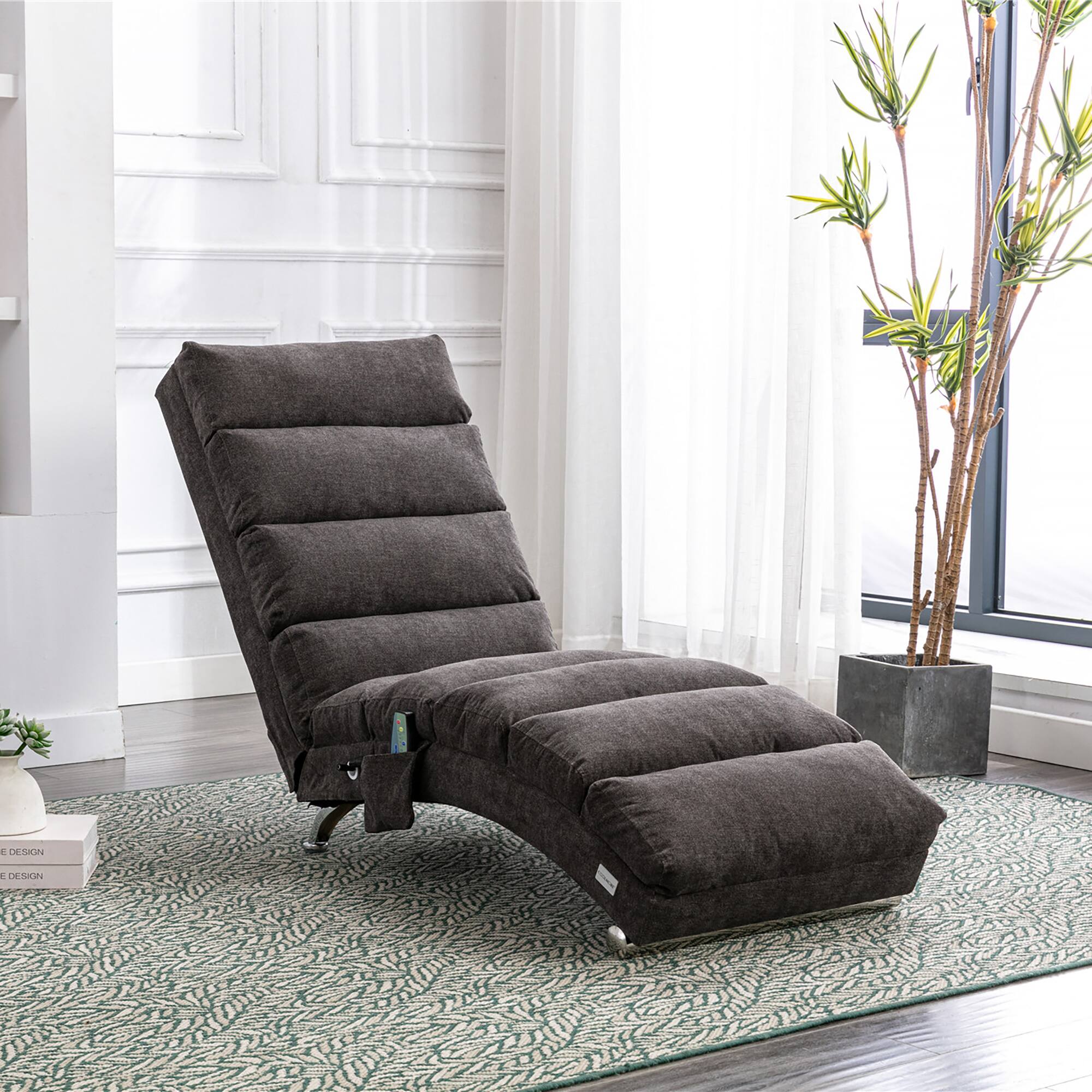 Trinkets Crazed - Linen Massage Chaise Lounge Indoor with Remote Control,Ergonomic Electric Massage Long Lounger with 5 Modes - Dark Gray price history on PriceWatchPro
