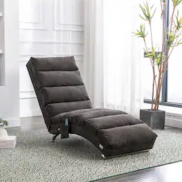 Trinkets Crazed - Linen Massage Chaise Lounge Indoor with Remote Control,Ergonomic Electric Massage Long Lounger with 5 Modes - Dark Gray