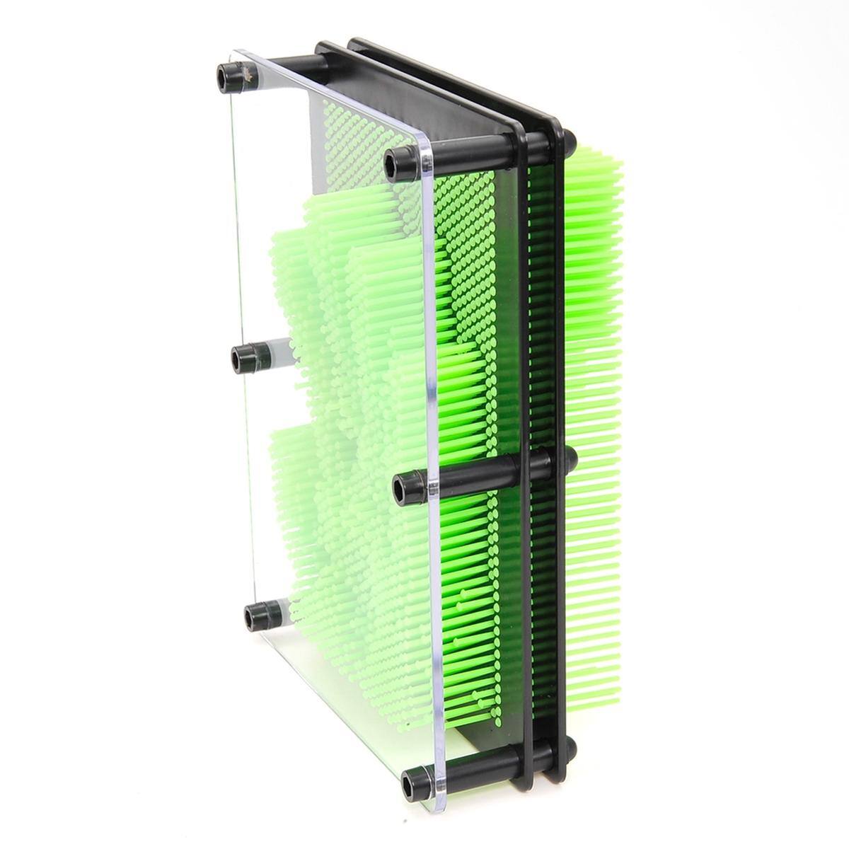 Back. JuzToys - 3D Pin Art Board Game Toy, Classic Pin Impression Desk Toys Sculpture for Children Adults, Green - Green.