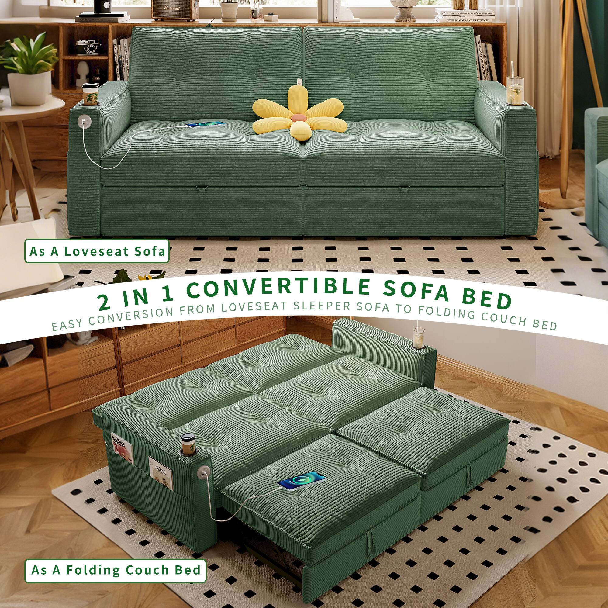 As a Loveseat Sofa

2 IN 1 CONVERTIBLE SOFA BED

EASY CONVERSION FROM LOVESOAT SLEEPER SOFA TO FOLDING COUCH BED

As a Folding Couch Bed