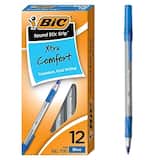 BIC - Round Stic Grip Xtra Comfort Ballpoint Pens, Fine Point, Dozen - Blue Ink