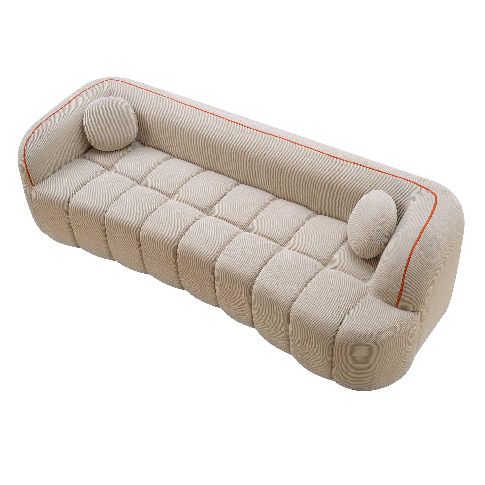 Back. Boyel Living - 98.4-Inch Corduroy 3-Seat Cloud Sofa - Camel.
