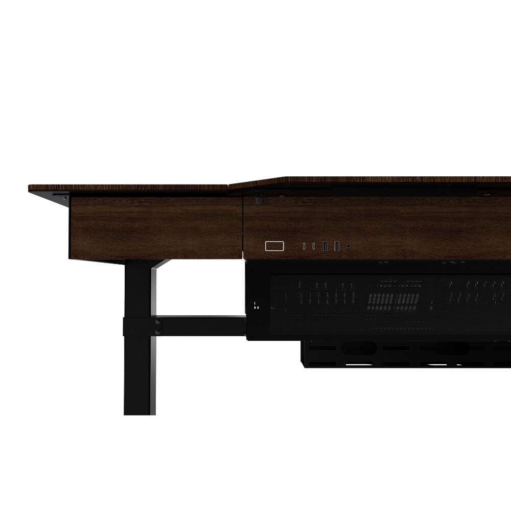 Alt View 8. Lian Li - DK-07 Wood Motorized Standing Desk | Dual E-ATX Ready, Real Wood Top, Built-in Wireless Charging, Height Adjustable - Black.