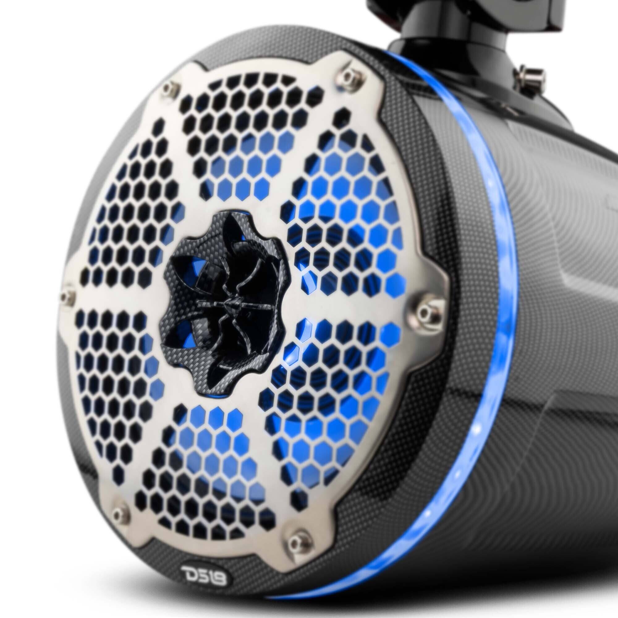 Alt View 3. DS18 Audio - NXL 8" Neodymium Loudspeaker with RGB LED Lights and Grille (Pair), 180W RMS 4-Ohm.