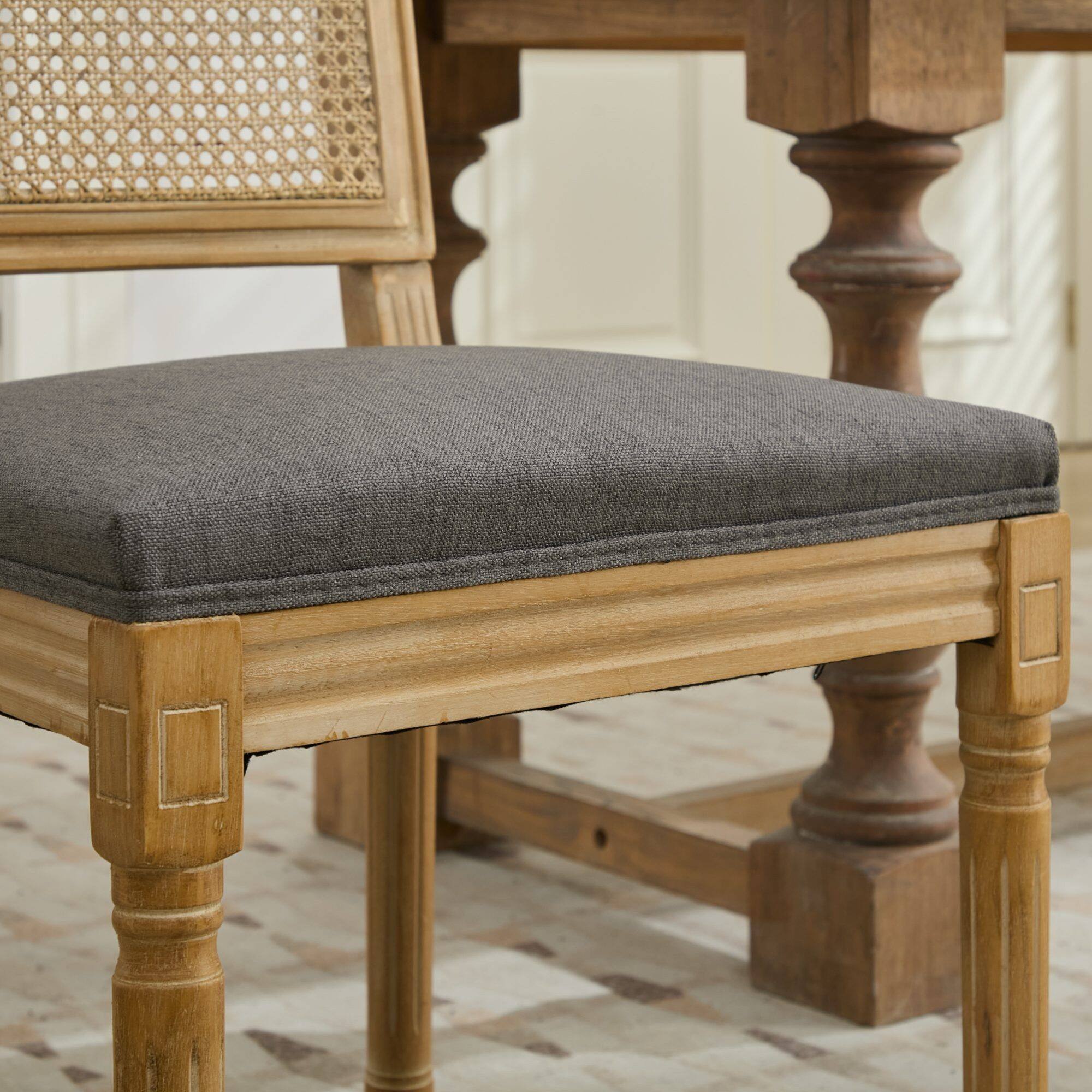 Alt View 8. GOODSILO - French-Inspired Dining Chairs Set of 2 with Rattan Backrest and Solid Wood Frame for Elegant Home Decor - Gray.