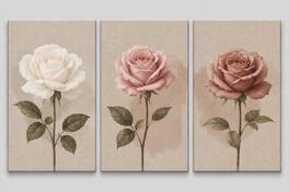 FC Design ICE ARMOR Large set of 3 24x36" Rose Flower Pink White ...