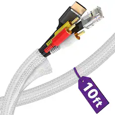 Front. Fosmon - 1x 10ft Cable Sleeve Cover, Wire Cable Management, Wire Organizers for Cord Management,HDMI Cable Power Cord Protectors - White.