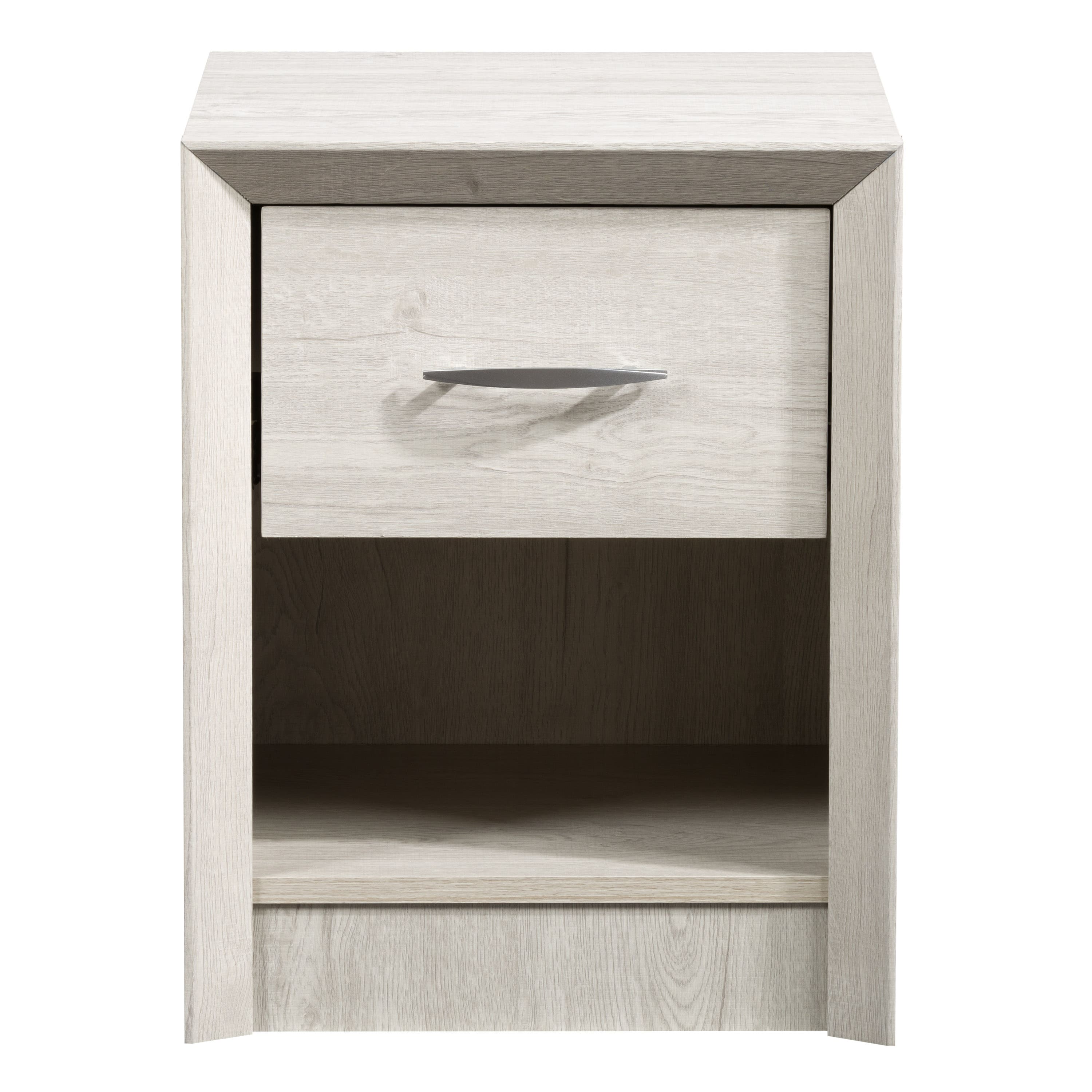 Front. CorLiving - Newport 1 Drawer Nightstand - White Washed Oak.