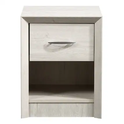 Front. CorLiving - Newport 1 Drawer Nightstand - White Washed Oak.